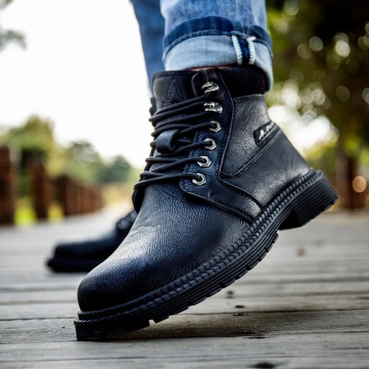 Leather Waterproof Welding Safety Boots for Men Anti-smashing Construction Work Shoes Puncture Proof Indestructible Shoes Safety