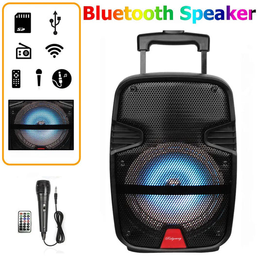 3000 Watts RGB Wireless Portable Party Bluetooth Speaker With Microphone & Remote 8" Subwoofer High Quality Big Sound