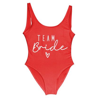 S-3XL Green Print Team Bride One-Piece Swimsuit Squad Women Swimwear Bachelorette Party Swimsuit Summer Beatchwear Bathing Suit