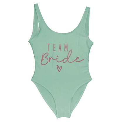 S-3XL Green Print Team Bride One-Piece Swimsuit Squad Women Swimwear Bachelorette Party Swimsuit Summer Beatchwear Bathing Suit