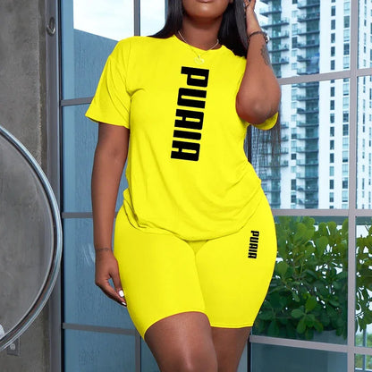 2026 Summer New Arrival Women's Shorts 2pcs Set Ladies Daily Casual Sports Short Sleeved Tracksuit Fashion Printed T-shirt Wear