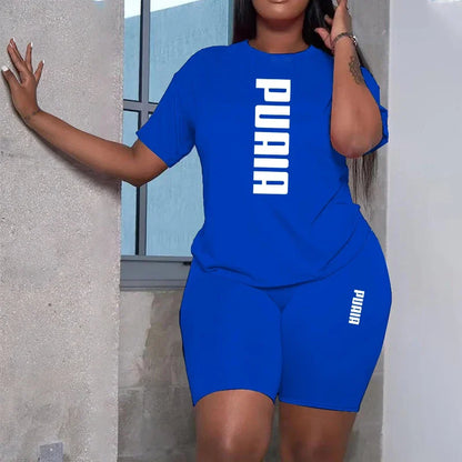2026 Summer New Arrival Women's Shorts 2pcs Set Ladies Daily Casual Sports Short Sleeved Tracksuit Fashion Printed T-shirt Wear