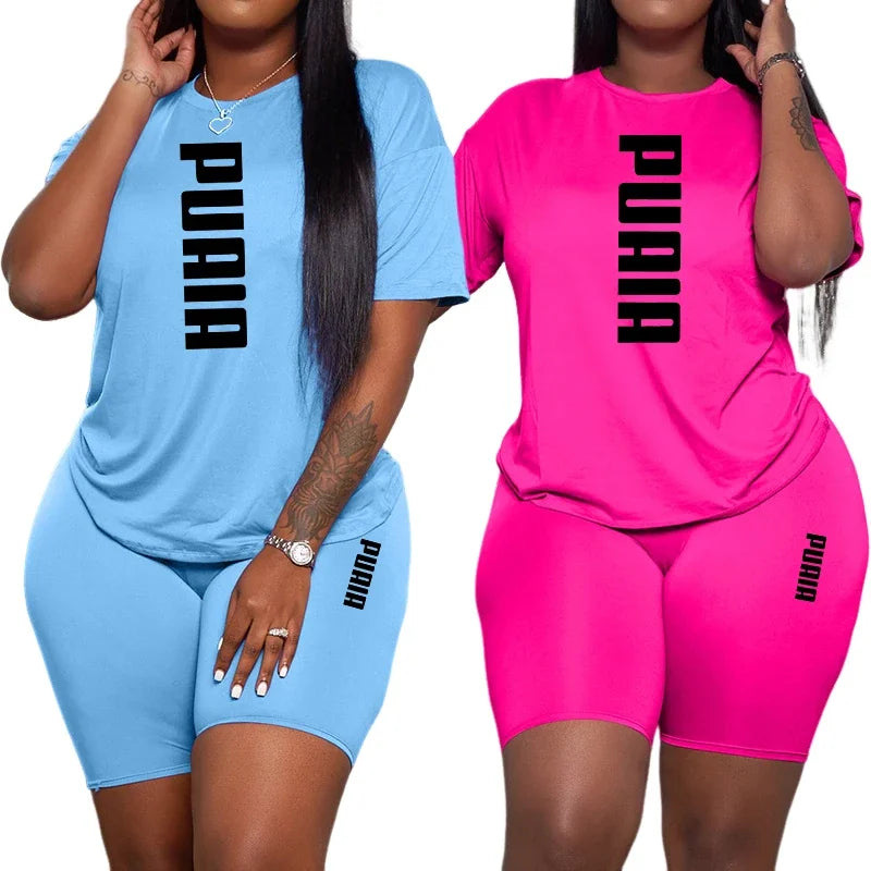 2026 Summer New Arrival Women's Shorts 2pcs Set Ladies Daily Casual Sports Short Sleeved Tracksuit Fashion Printed T-shirt Wear