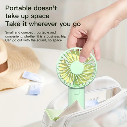 USB Mini Strong Wind Handheld Fan Portable Quiet Rechargeable Desktop Air Cooler with Phone Holder Cooling Fan Outdoor Travel