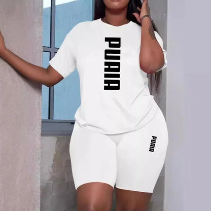 2026 Summer New Arrival Women's Shorts 2pcs Set Ladies Daily Casual Sports Short Sleeved Tracksuit Fashion Printed T-shirt Wear
