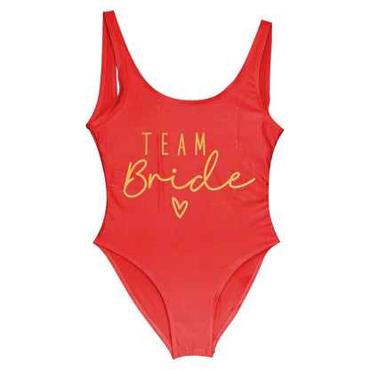 S-3XL Green Print Team Bride One-Piece Swimsuit Squad Women Swimwear Bachelorette Party Swimsuit Summer Beatchwear Bathing Suit
