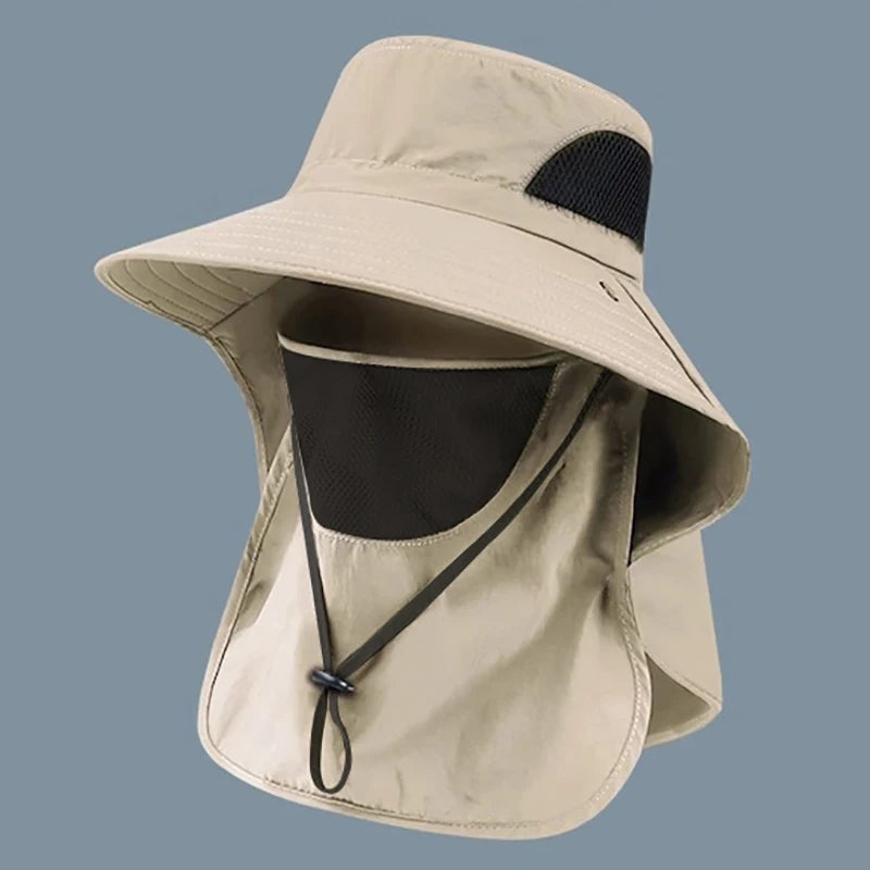 Unisex Summer Sun Hat UV Protection Bucket Cap with Neck Flap Outdoor Hunting Fishing Hiking Camping Fisherman Hat
