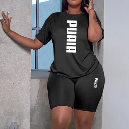 2026 Summer New Arrival Women's Shorts 2pcs Set Ladies Daily Casual Sports Short Sleeved Tracksuit Fashion Printed T-shirt Wear