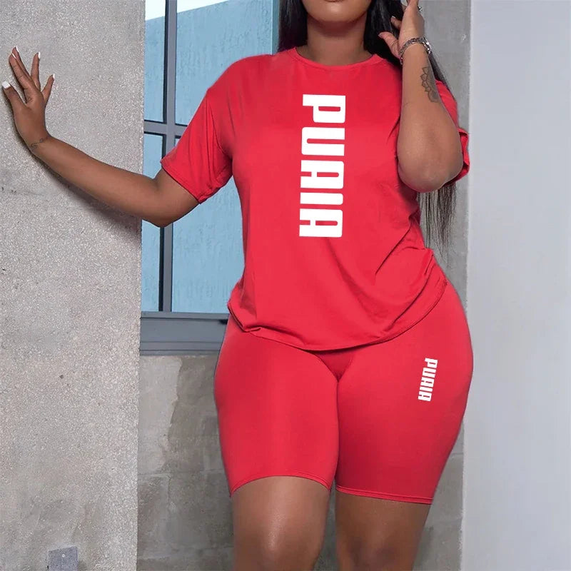 2026 Summer New Arrival Women's Shorts 2pcs Set Ladies Daily Casual Sports Short Sleeved Tracksuit Fashion Printed T-shirt Wear