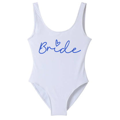 S-3XL Green Print Team Bride One-Piece Swimsuit Squad Women Swimwear Bachelorette Party Swimsuit Summer Beatchwear Bathing Suit