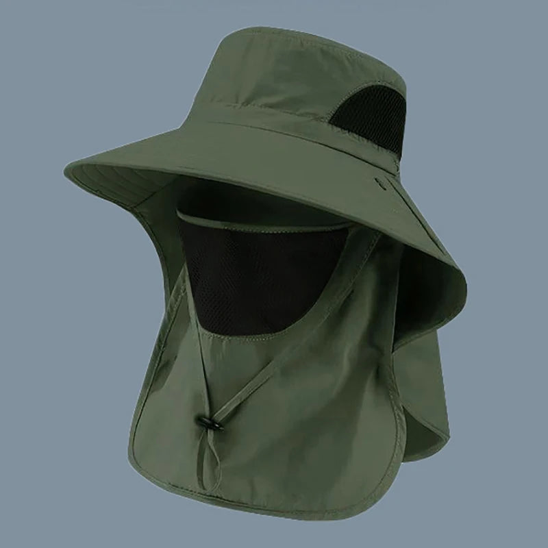 Unisex Summer Sun Hat UV Protection Bucket Cap with Neck Flap Outdoor Hunting Fishing Hiking Camping Fisherman Hat