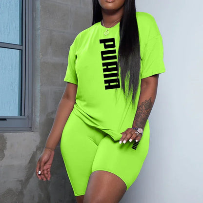 2026 Summer New Arrival Women's Shorts 2pcs Set Ladies Daily Casual Sports Short Sleeved Tracksuit Fashion Printed T-shirt Wear