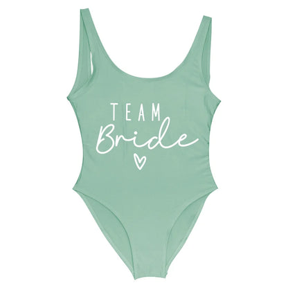 S-3XL Green Print Team Bride One-Piece Swimsuit Squad Women Swimwear Bachelorette Party Swimsuit Summer Beatchwear Bathing Suit