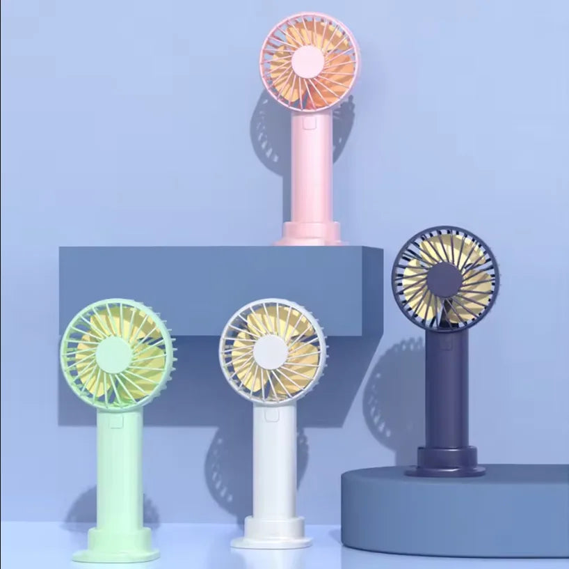 USB Mini Strong Wind Handheld Fan Portable Quiet Rechargeable Desktop Air Cooler with Phone Holder Cooling Fan Outdoor Travel