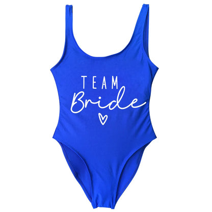 S-3XL Green Print Team Bride One-Piece Swimsuit Squad Women Swimwear Bachelorette Party Swimsuit Summer Beatchwear Bathing Suit